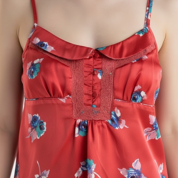 American Eagle Outfitters Other - American Eagle Outfitters Red Floral Satin Cami Nightie